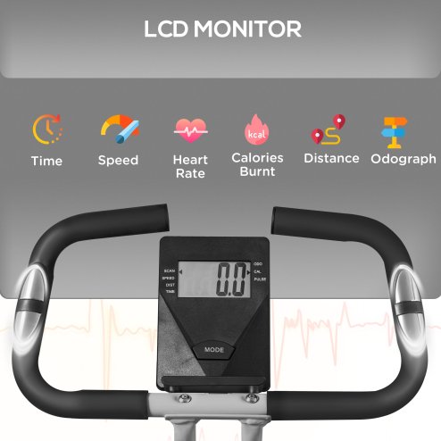 SPORTNOW Folding Exercise Bike, Quiet Stationary Bike with 8-Level Magnetic Resistance, Heart-Rate Sensor, Adjustable Seat and Wheels for Home Gym Workout, Black and Grey