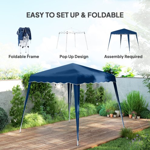 Outsunny 3 M x 3 M Base/ 2.5 M x 2.5 M Top Pop Up Gazebo, 2 Person Setup Instant with Carry Bag, Height Adjustable Slant Leg Party Tent Instant Event Shelter for Garden, Patio