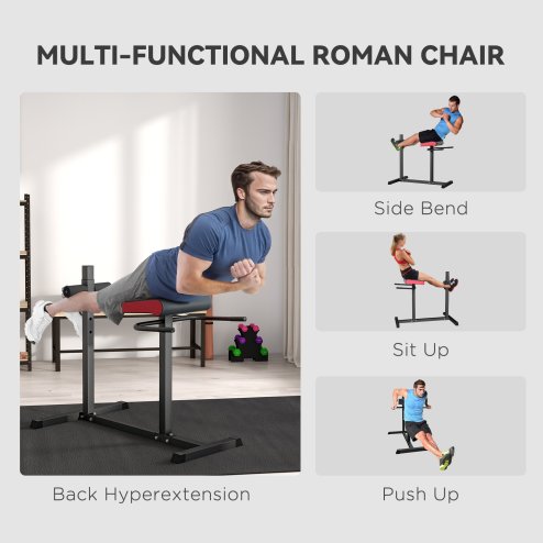 SPORTNOW Back Extension Bench Roman Chair, Hyperextension Bench with Adjustable Leg Roller for Back, Abdominal and Gluteal Training