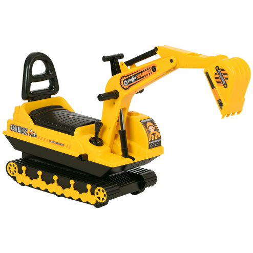 HOMCOM Kids Ride On Toy Digger Excavator Toy Tractors Walker Toddler Truck Basket Storage For Boys Girls 18-48 Months Yellow NO POWER Image