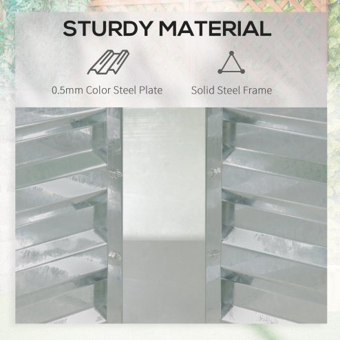 Outsunny Raised Garden Bed with Greenhouse, Steel Planter Box with Plastic Cover, Roll Up Window, Dual Use for Flowers, Vegetables, Fruits and Herbs, 185L x 95W x 92H cm, Green