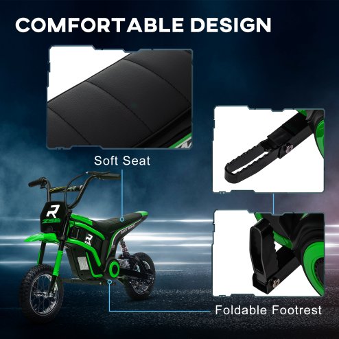 HOMCOM 24V Electric Go Kart for Kids, Drifting Ride-On Racing Go Kart with Slow Start, Music, Horn Honking and Safety Belt, for 8-12 Years Old, Green