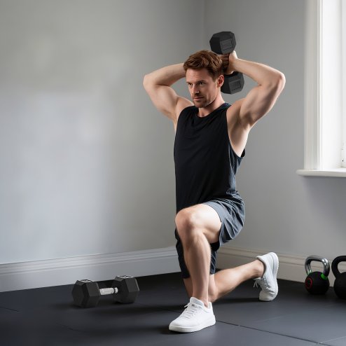 HOMCOM 2x20KG Rubber Hex Dumbbell Portable Hand Weights Dumbbell Home Gym Workout Fitness Hand Weight