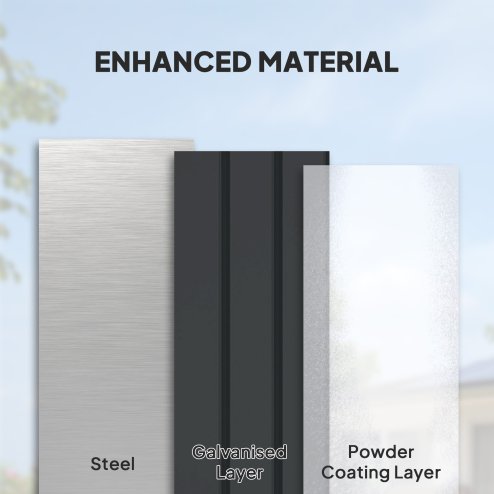 Outsunny 400L Garden Storage Box Waterproof Metal Outdoor Storage Box with Lockable Lid, Storage Container Furniture Deck Box, 124 x 66 x 72 cm, Dark Grey