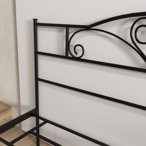 HOMCOM 5ft4 King Metal Bed Frame, Steel Bed Base with Headboard and Footboard, 31cm Under-bed Storage Space and Metal Slat Support for Bedroom, 165 x 211cm, Black