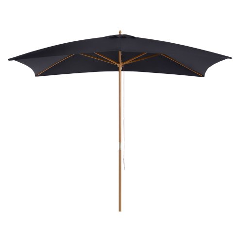 Outsunny 2 x 3m Wooden Garden Parasol Umbrella Outdoor Sun Shade Canopy, Table Market Umbrella with Vent, 38 mm Pole, Rope Pulley Mechanism, Black