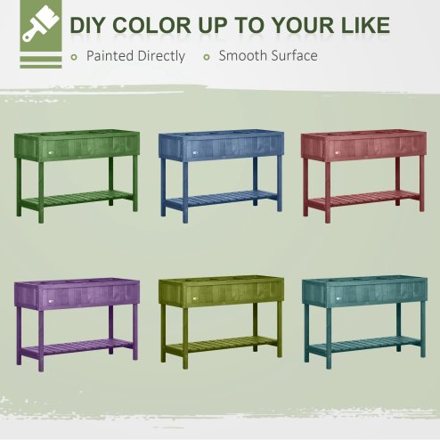 Outsunny Wooden Herb Planter with 8 Pocket, Raised Bed Container Garden Planter Boxes, 110L x 46W x 76Hcm, Brown