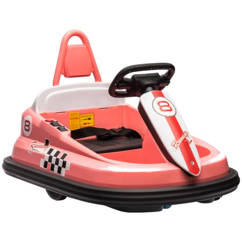 HOMCOM Kids Bumper Car 360° Rotation Spin Waltzer Car 6V Electric Ride On Car with 2 Speeds, Music, Lights for 18-48 Months - Pink Image