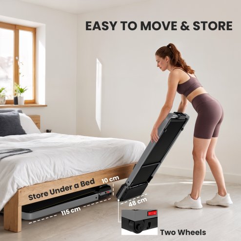 SPORTNOW Folding Treadmill with Incline, 2 in 1 Under Desk Walking Pad Treadmills for Home Office with Remote Control and LED Display, 2.0HP, 1-6KM/H, No Assembly