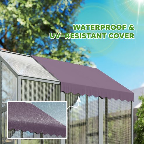 PawHut Chicken Run, Large Wooden Walk In Chicken Coop with Waterproof Cover, Split Door, 2 Nesting Boxes, 2 Roosting Bars, Poultry Hen Cage for 6-8 Chickens, Ducks, Geese, Rabbits, 1.7 x 1.8 x 1.8 m