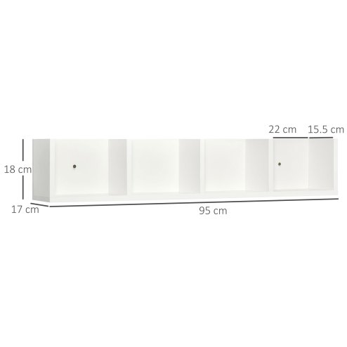 HOMCOM Wall Mount 84 CD / 56 DVD/Blu-ray/ Media Storage Rack 4 Cubes Wooden Shelf Organizer Unit Bookcase Display