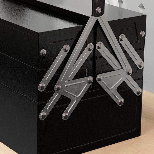 DURHAND Metal Tool Box 3 Tier 5 Tray Professional Portable Storage Cabinet Workshop Cantilever Toolbox with Carry Handle, 56cmx20cmx34cm, Black