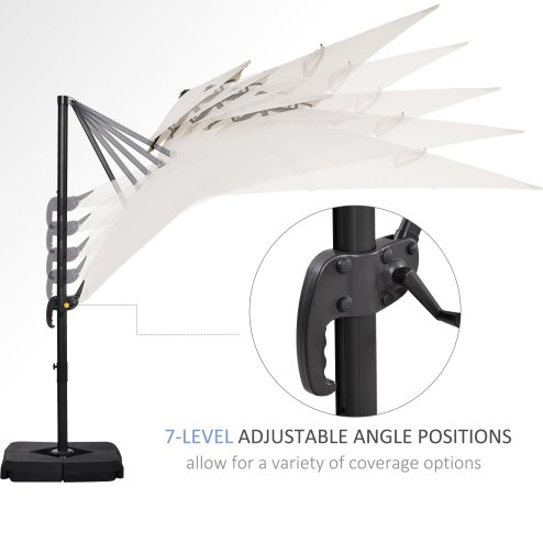Outsunny 2.7 x 2.7(m) Cantilever Parasol with Aluminium Frame, Crank and Tilt, 360-Degree Rotation, Double Top Garden Umbrella with Base and Cover, Beige