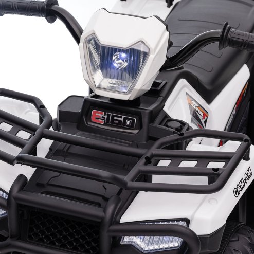HOMCOM 12V Electric Quad Bike for Kids, Ride-On Car w/ Forward, Reverse Functions, Music, LED Headlights, for Ages 3-5 Years - White