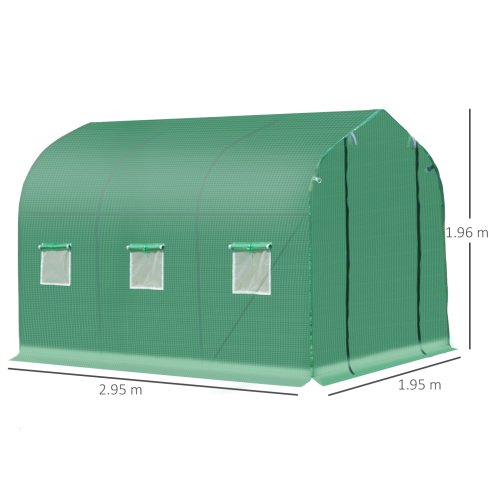 Outsunny Polytunnel Greenhouse with Windows and Door, Walk in Greenhouse for Garden, Backyard (3 x 2 M)