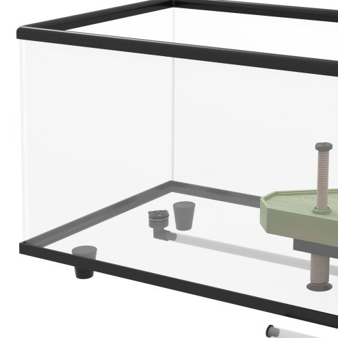 PawHut Turtle Tank, 50L Glass Turtle Aquarium with Basking Platform, Ramp, Easy Drainage, Strip Patch Thermometer, for Small Turtles, 60 x 30 x 32cm