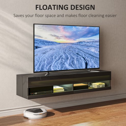 HOMCOM Floating TV Unit, Wall Mounted TV Cabinet for TVs up to 65