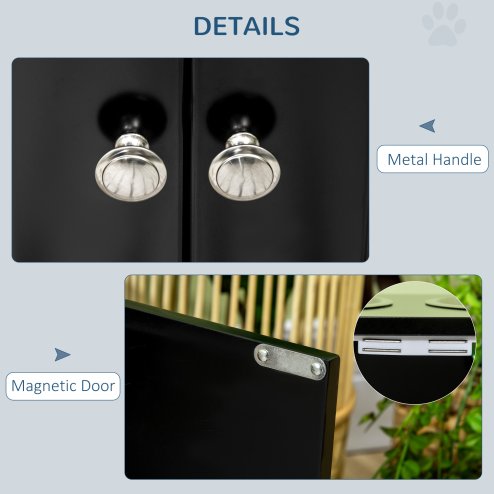 PawHut Raised Dog Bowls for Large Dogs Pet Feeding Station w/ Stand, Storage, Two Stainless Steel Bowls - Black