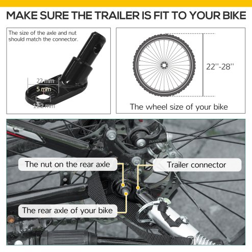 HOMCOM Steel Bike Trailer with Triple Safety Features, Wagon Bicycle Trailer with Suspension, 2 Wheels Outdoor Storage Carrier, 40kg Max Load, Black