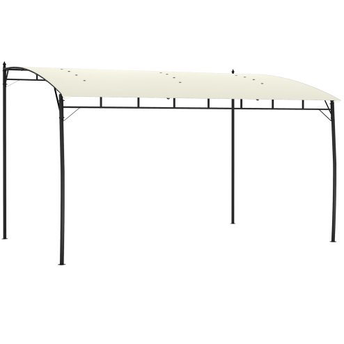 Outsunny 3 x 4m Pergola, Lean to Garden Gazebo with UV-Resistant Canopy and Metal Frame, Outdoor Sun Shade Shelter for Porch, Patio, Deck, Cream White