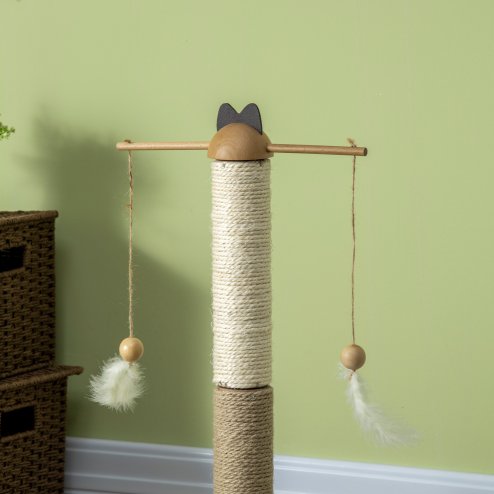 PawHut Cat Scratching Post Cat Tree, Kitty Activity Centre w/ Turntable Interactive Toy Ball, Cat Tower w/ Jute and Sisal