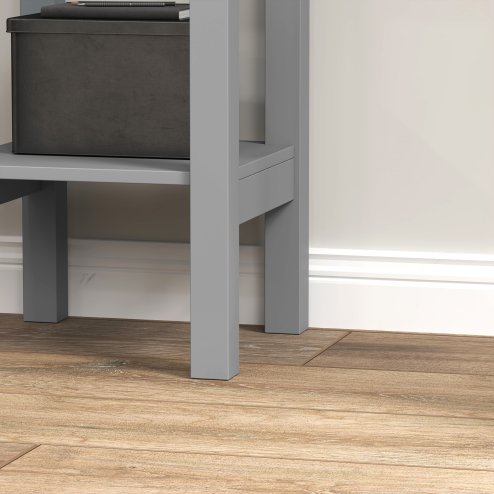 HOMCOM Side Table Set of 2, Bedside Table Set with Drawer and Storage Shelf, End Table Set with Elegant Flower-Shaped Design for Living Room Bedroom, Grey