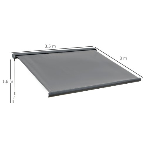 Outsunny 3.5 x 3 m Electric Awning with Remote Controller, Aluminium Frame DIY Retractable Awning, UV50+ Sun Shade Canopy for Garden Patio Deck Door Window, Grey