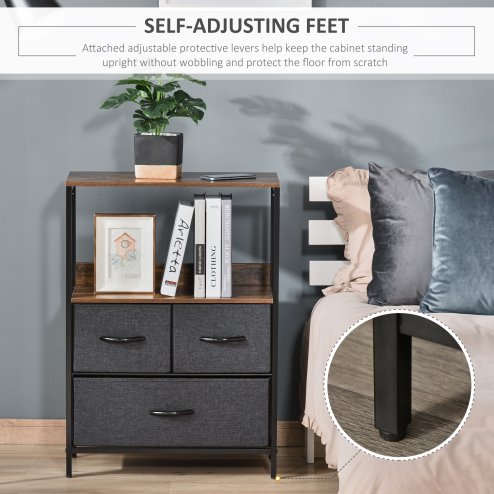 HOMCOM 3 Drawer Storage Chest Unit Home Cabinet w/ Shelves Home Living Room Bedroom Entryway Living Furniture