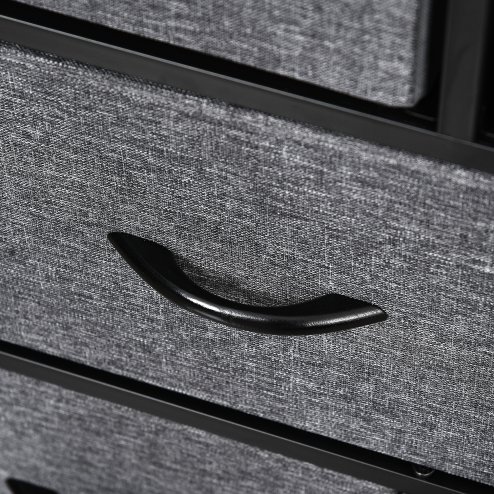 HOMCOM Chest of Drawers with 8 Foldable Drawers, 3-Tier Fabric Bedroom Dresser, Clothes Storage Unit for Bedroom Living Room, Dark Grey