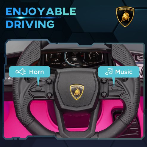 AIYAPLAY Lamborghini Revuelto Licensed Electric Car for Kids with Butterfly Doors, 12V Kids Electric Ride On with Suspension, Remote Control, LED Lights, Horn, USB, MP3 for 3-5 Years, Pink