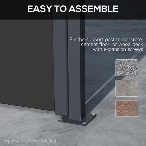 Outsunny Retractable Side Awning, Garden Privacy Screen Divider, Full Cassette Wind Breaker for Hot Tub, Balcony, Terrace, Pool, 400 x 180cm, Black