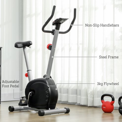 SPORTNOW Exercise Bike, Quiet Stationary Bike with 8-Level Magnetic Resistance, Heart-Rate Sensor, Adjustable Seat, Wheels and LCD Monitor, for Home Gym Workout, Grey