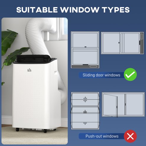 HOMCOM 12000 BTU Portable Air Conditioner, Smart Home WiFi Compatible, 3-in-1 Dehumidifier Cooler Fan, with Sleep Mode, Remote, 24H Timer, Window Venting Kit, A Energy Efficiency, 26m²