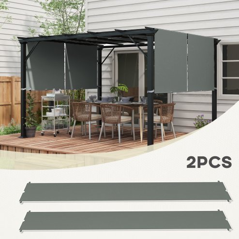 Outsunny 2 PCS Pergola Canopy Replacement, 4.9 x 1.2m UV Protection Pergola Cover, Easy to Install, for 3 x 3(m) Pergola, Dark Grey
