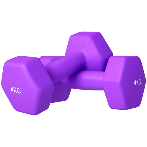 SPORTNOW Set of 2 Hex Dumbbells, Neoprene Weights Pair with Non-Slip Grip, Home Gym Fitness Training Equipment, 2 x 4kg, Purple