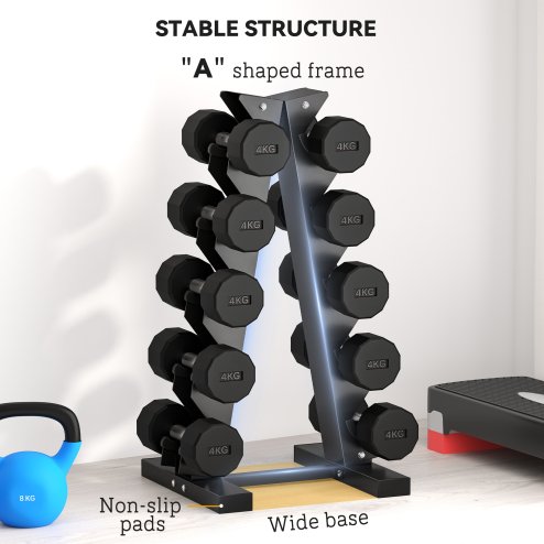 SPORTNOW 5-Tier Dumbbell Rack, Dumbbell Storage Stand Holder, Steel Weight Tree for Home Gym
