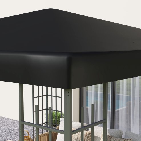 Outsunny 3 x 3(m) Gazebo Canopy Replacement Cover, Garden Gazebo Roof Replacement with Drain Holes, Water Resistant PVC Coating, 370g/ UPF30+, TOP COVER ONLY