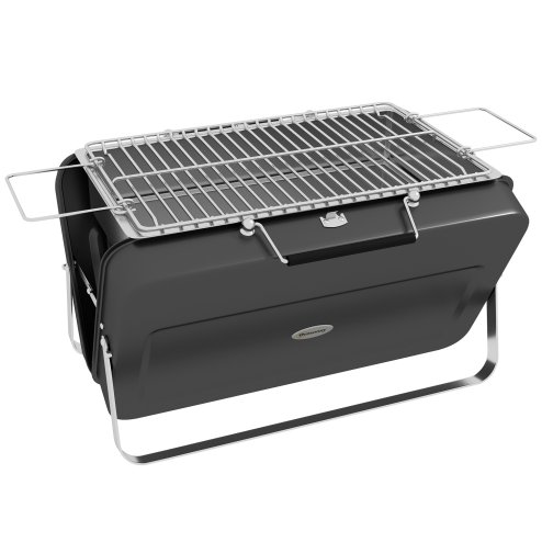 Outsunny Portable Mini Charcoal Barbecue Grill with Suitcase Shell, Outdoor Folding Tabletop BBQ Grill for Garden Camping Picnic Party, Black