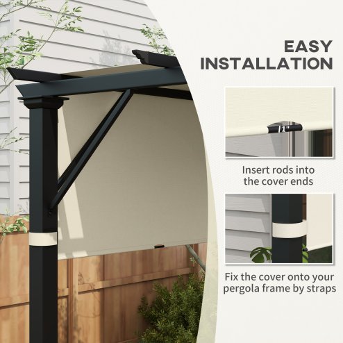 Outsunny 2 PCS Pergola Canopy Replacement, 4.9 x 1.2m UV Protection Pergola Cover, Easy to Install, for 3 x 3(m) Pergola, Cream White