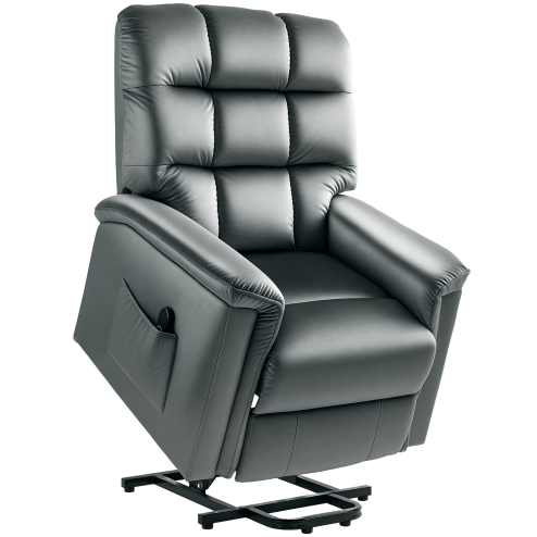 HOMCOM Power Lift Recliner Chair for Elderly, Velvet Fabric Electric Riser and Recliner Armchair for Living Room with Remote Control, USB Port and 2 Side Pockets, Dark Grey