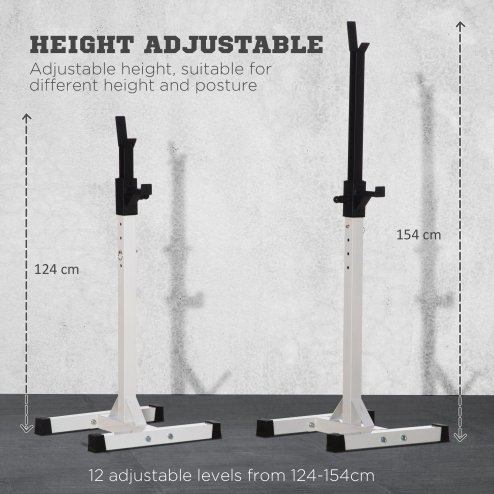 HOMCOM Heavy Duty Weight Stand Barbell Squat Stand Barbell Rack Spotter Gym Fitness Power Rack Holder - Black