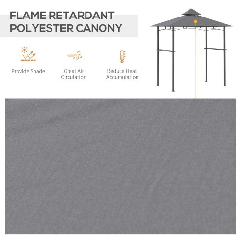 Outsunny 2.5x1.5m (8'x5') Grill Gazebo Canopy, Double Tiered Outdoor BBQ Gazebo Shelter with 2 Side Shelves for Garden, Patio, Barbecue, Picnic, Grey