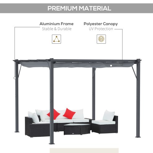 Outsunny 3 x 3(m) Aluminium Pergola Canopy Gazebo Awning Outdoor Garden Sun Shade Shelter Marquee Party BBQ, Dark Grey