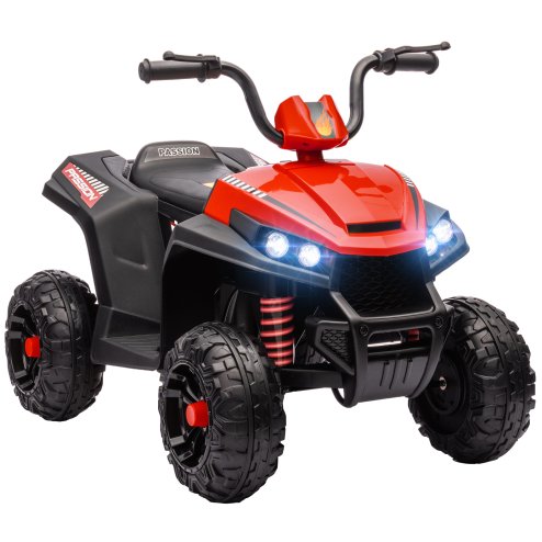 AIYAPLAY Kids Quadbike, 12V Electric Ride on ATV with 4 Wheels Spring Suspension, LED Light, Music, MP3, 5KM/H Battery Powered, for Ages 3-5 Years, White Image