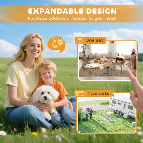 PawHut Dog Pen 16 Panels Puppy Pen Heavy Duty Pet Playpen for Indoor Outdoor for Dogs, Rabbits, Ducks 60cm High