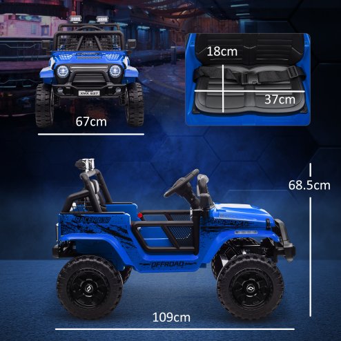 AIYAPLAY Kids Ride On Car, 12V Battery Powered Electric Truck with 4 Spring Suspension Wheels, Parental Remote Control, Music Horn LED Lights, Blue