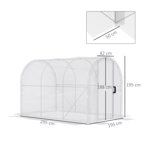 Outsunny 3 x 2 x 2m Polytunnel Greenhouse with 2 Hinged Door, Walk-in Grow House Tent with PE Cover and Galvanised Steel Frame, Clear