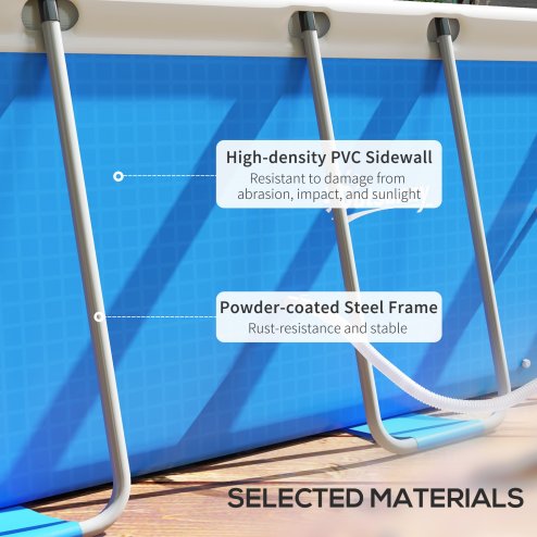 Outsunny 13 x 6.8 ft Steel Frame Swimming Pool with Filter Pump and Ladder with Removable Steps, Above Ground Swimming Pool, Rectangle Paddling Pool, 400 x 207 x 122 cm, Blue