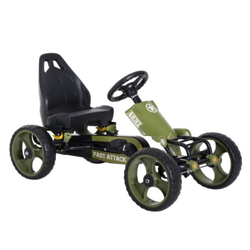 HOMCOM Kids Children Pedal Go Kart Ride On Racer Braking System Adjustable Seat Green Image