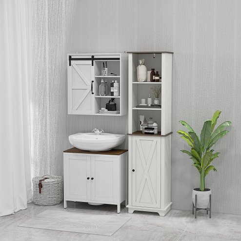 kleankin Tall Bathroom Floor Cabinet, Free Standing Storage Cupboard with Door and Adjustable Shelves for Kitchen, Living Room, White